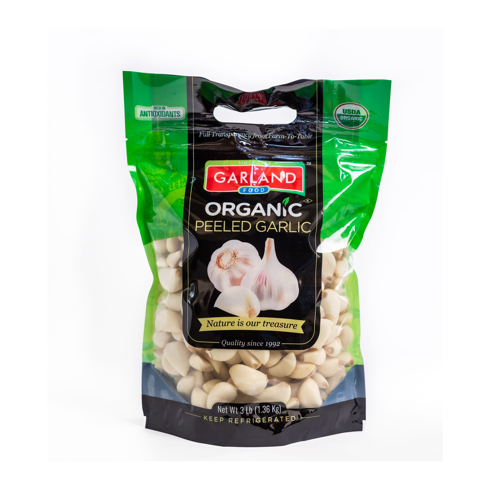 Organic Peeled Garlic 3 lbs Bag